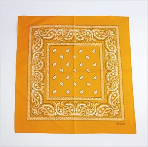 Orange cotton paisley bandana square scarf, perfect for stylish hair wrap or neck accessory.