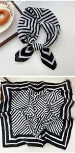 Schwarz-weißer geometrischer Schal, vielseitiges modisches Halstuch für Damen.