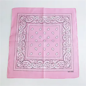 Pink cotton bandana square scarf classic paisley hair band hip hop stylish neck wrap