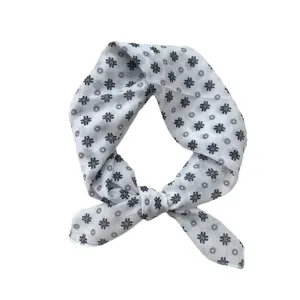 Spring summer breathable cotton linen small square scarf floral headscarf neckerchief women