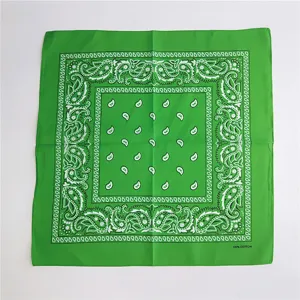 Green paisley bandana 100% cotton head scarf, stylish unisex hip hop square scarf.