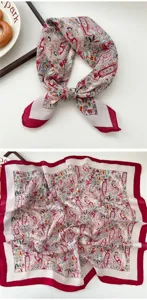 Elegant paisley square scarf for women, vintage style neckerchief, soft fashion accessory.