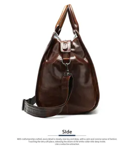 Vintage echt lederen reistas duffel bag voor heren, grote capaciteit zakelijke schoudertas.