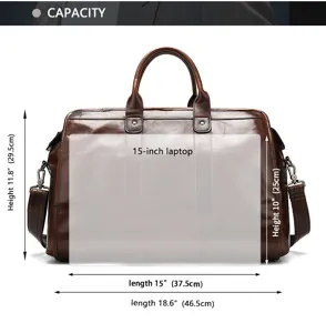 Vintage rundleer reistas grote capaciteit zakelijke laptop tas tas voor reizen 46cm