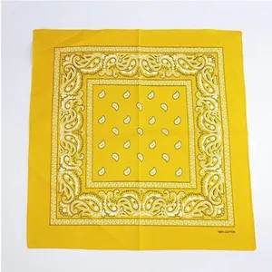Classic yellow cotton paisley bandana square scarf for women fashion hair wrap neckerchief