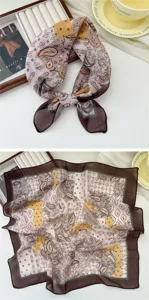 Retro paisley print small square scarf women spring summer fashion neckerchief hair band silk