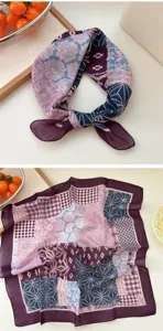 Women vintage floral patchwork square scarf stylish bandana headscarf versatile neckerchief