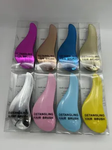 Set di spazzole per capelli ergonomiche colorate in scatola trasparente per districare