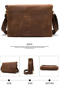 Vista dettagliata della borsa in pelle, con cuciture fini, finiture resistenti e materiale premium.