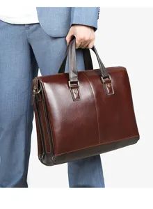 Hochwertige Leder Herren Aktentasche für geschäftliches Pendeln, elegante Handtasche.