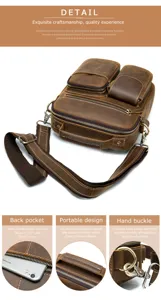 Detalle de bolso de hombro de cuero con bolsillo trasero y herrajes metálicos.