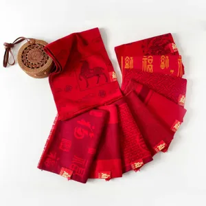 Chinese new year red scarf shawl festive horse year gift traditional lucky character design