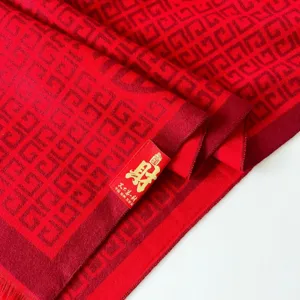 Red Chinese style lucky pattern festive scarf for elderly New Year blessing gift main view