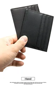 Echtes Leder Kartenetui minimalistisches Kreditkartenetui fuer Damen und Herren schwarz