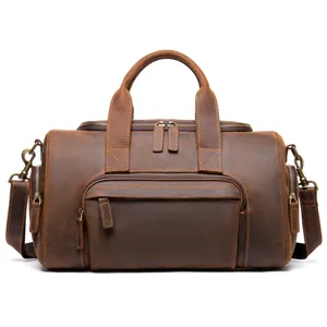 Bolso de viaje vintage de cuero para hombre gran capacidad bandolera bolsa vista principal