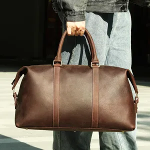 Vintage Echt Leder Reistas Grote Capaciteit Koeienhuid Duffel Bag Mannen Retro Bagage Handtas Schoudertas