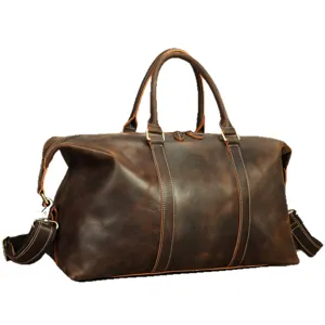 Vintage echt lederen reistas reiskoffer voor heren, grote capaciteit weekender bag.