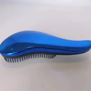 Spazzola per capelli districante blu elettroplacata, spazzola magica ergonomica per donna.