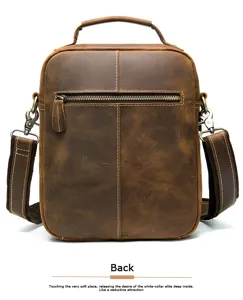 Bolso bandolera de hombre de cuero genuino vintage bolso de hombro informal hombre