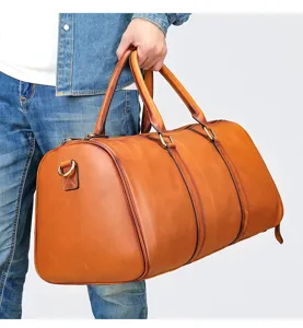 Echt lederen reistas duffel bag voor heren, grote capaciteit zakelijke bagagetas.