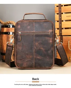 Bolso bandolera de cuero genuino para hombre, vintage y espacioso bolso mensajero.