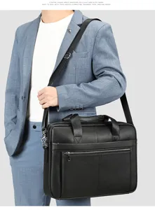 Borsa da lavoro in pelle da uomo borsa per laptop borsa a tracolla casual per viaggio.