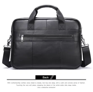 Borsa da lavoro in vera pelle per uomo elegante borsa a tracolla ventiquattrore nera.