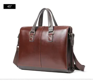 Herren Leder Business Aktentasche braun Schultertasche Vintage Umhängetasche für Büro Pendler