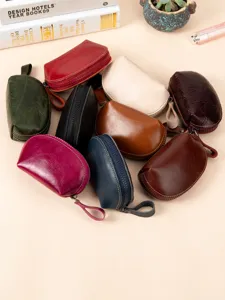 Mini Portamonete in Vera Pelle Carino Forma di Conchiglia Piccolo Portafoglio Cerniera Pochette per Chiavi Portacarte Ciondolo Borsa Moda