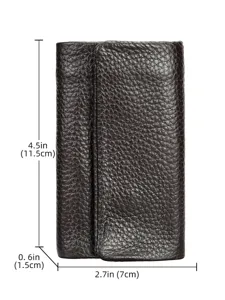 Genuine leather key case coin purse two-in-one top layer cowhide compact wallet for daily use.