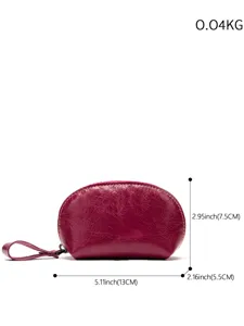 Portamonete mini in vera pelle con cinturino da polso borsetta con cerniera compatta