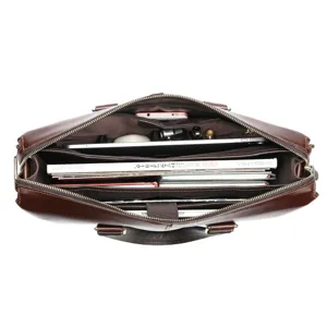 Herren Leder Aktentasche Business Laptop Tasche grosse Kapazitat Rindsleder Umhängetasche