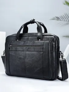 Cartable en Cuir Véritable pour Hommes Vintage Affaires Sac pour Ordinateur Portable Grande Capacité Sac à Main Décontracté