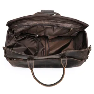 Men's leather travel duffel bag large capacity business weekender cowhide luggage bag
