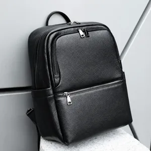 Zaino in Vera Pelle da Uomo Business Casual Borsa per Laptop Grande Capacità Zaino da Viaggio Lavoro