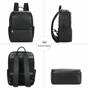 Zaino in pelle nera da uomo affari tempo libero laptop 14 pollici nuovo modello
