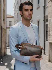 Sac a main homme en cuir veritable marron vintage grande capacite usage quotidien
