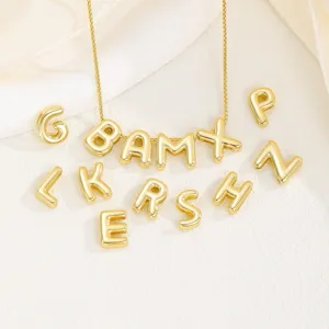 Gold stainless steel balloon letter charms DIY necklace bracelet jewelry accessories detail