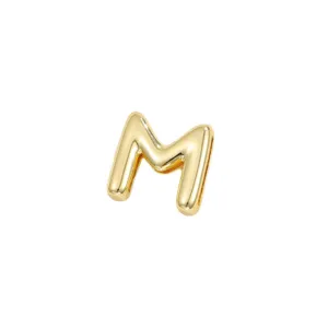 Gold metallic letter M charm pendant for DIY bracelet and jewelry making accessories main view.