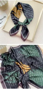 Elegante foulard quadrato in seta da 70 cm per donna, stampa alla moda per outfit chic.