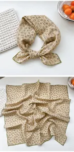 Cotton small square scarf floral neckerchief spring summer fashion decorative scarf