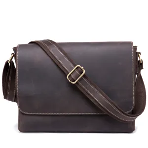 Borsa a Tracolla in Pelle Vintage Uomo Borsa Messenger Casual Ventiquattrore
