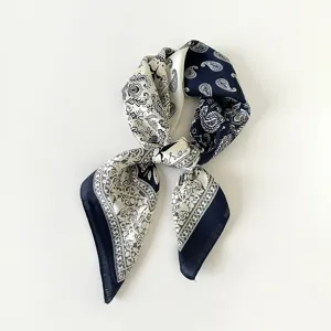 Foulard quadrato in raso con stampa paisley vintage uomo donna, elegante fazzoletto da collo