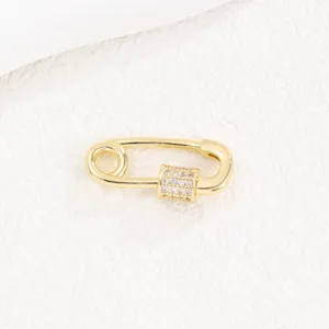 Fermoir de bijou en zircon en forme d'épingle de sûreté dorée connecteur DIY pour collier bracelet