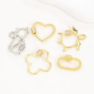 Ensemble de fermoirs et connecteurs de bijoux DIY en zircon micro-serti de cuivre pour colliers.