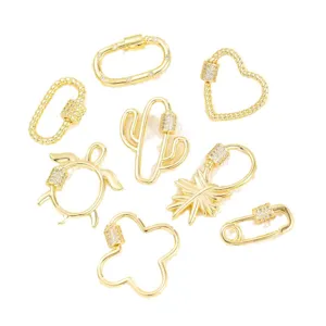 Ensemble de connecteurs de bijoux en zircone micro-serti doré pour colliers bracelets.