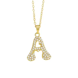 Gold Zirkon Buchstabe A Herz Anhänger Halskette zarte Schlüsselbein Kette Modeschmuck