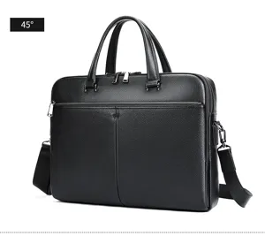 Borsa da lavoro per uomo in vera pelle ventiquattrore borsa per computer nero