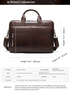 Cartable homme en cuir véritable, sac d'ordinateur vintage en cuir crazy horse spacieux.