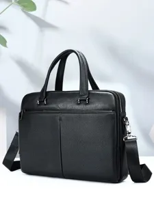 Valigetta in Vera Pelle da Uomo Borsa per Laptop da Lavoro Grande Capacità Borsa a Mano Professionale da Lavoro per Uomo